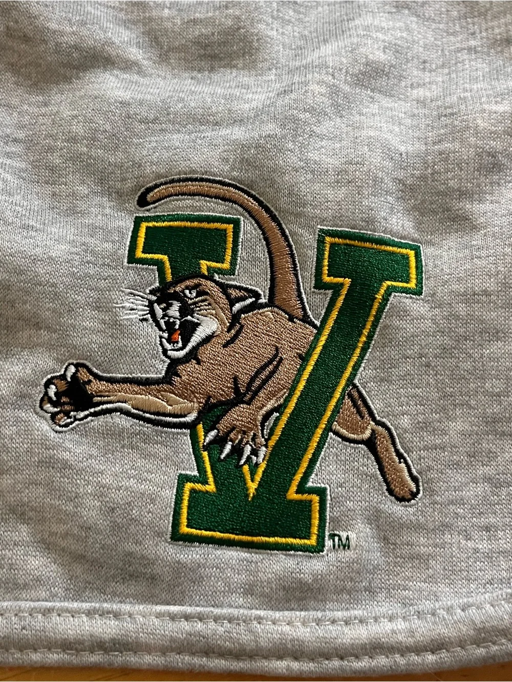 Gray Dog Hoodie Vest with Green & Yellow 'V' Mascot